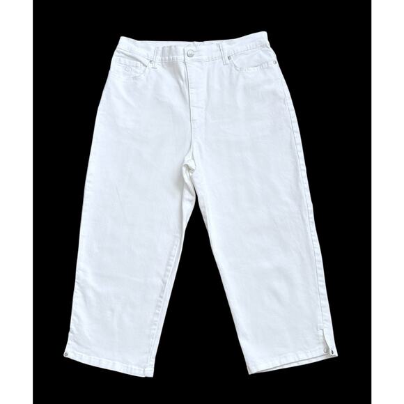 GLORIA VANDERBILT Womens 10 White Slimming Effect Amanda Cropped Capri Jeans - Picture 1 of 9